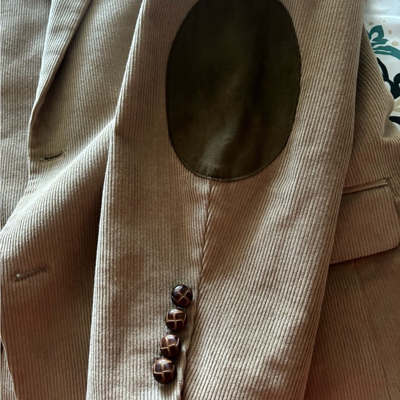 Chaps Ralph Lauren Corduroy Blazer 40R Tan Sport Jacket Coat Elbow Patches NWOT - Picture 7 of 13
